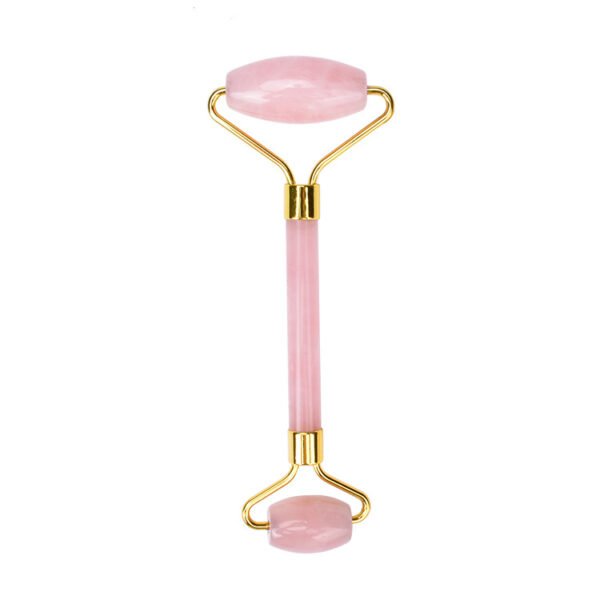 rose quartz roller-gold frame